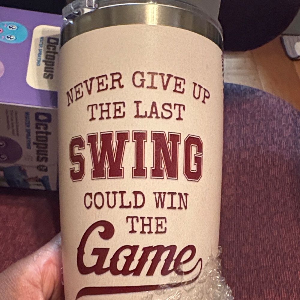 Inspirational Beige Stainless Travel Tumbler - 20oz Motivational Game cup